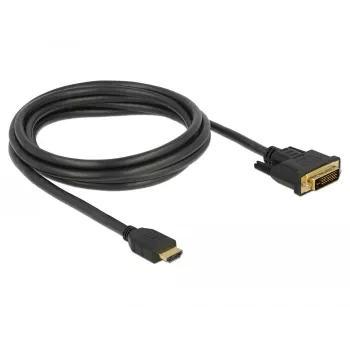 DeLOCK HDMI / DVI-D laidas, 2,0 m, triguba izoliacija, juodas, su varžteliais (85654)