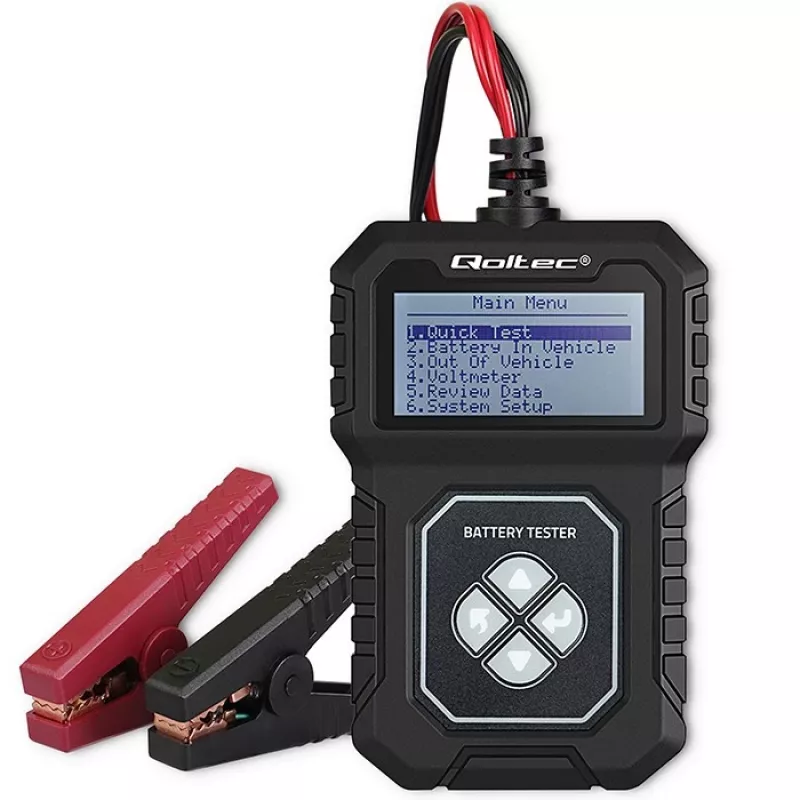 Qoltec skaitmeninis akumuliatoriaus testeris su LCD | Lenkiškas meniu | 12V | AGM | GEL | STD | 30-220AH