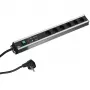 Bachmann 300.012 PDU Basic, 6 AC lizdų, 2U, 2 m kabelis, juoda/pilka