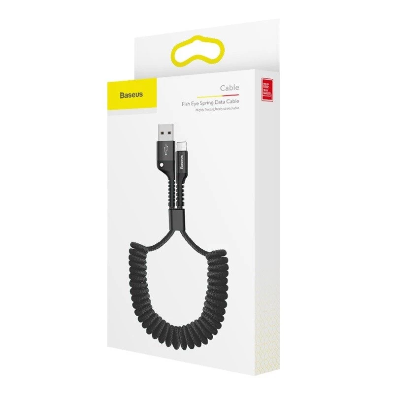 Baseus Spring-loaded laidas Lightning 1m 2A (juoda)