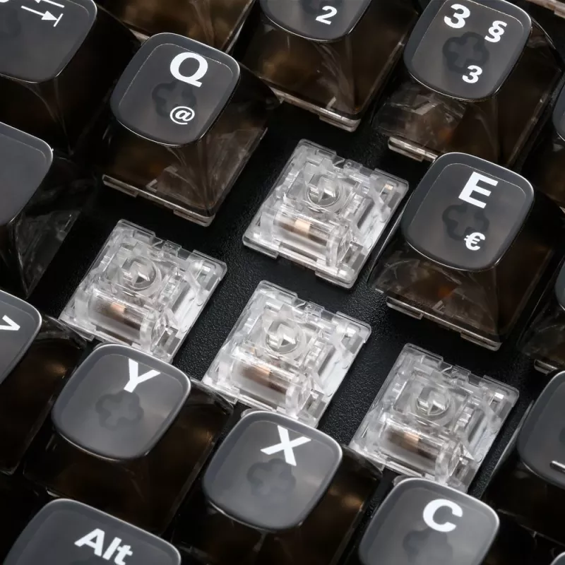 Mechaninė žaidimų klaviatūra Sharkoon Crystal Shark Black DE su RGB apšvietimu