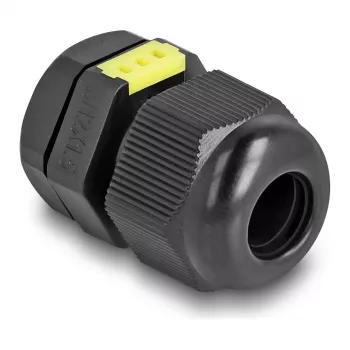 Kabelio įvadas M12 DELOCK su ventiliacija IP68, plastikinis, juodas, 2 vnt.