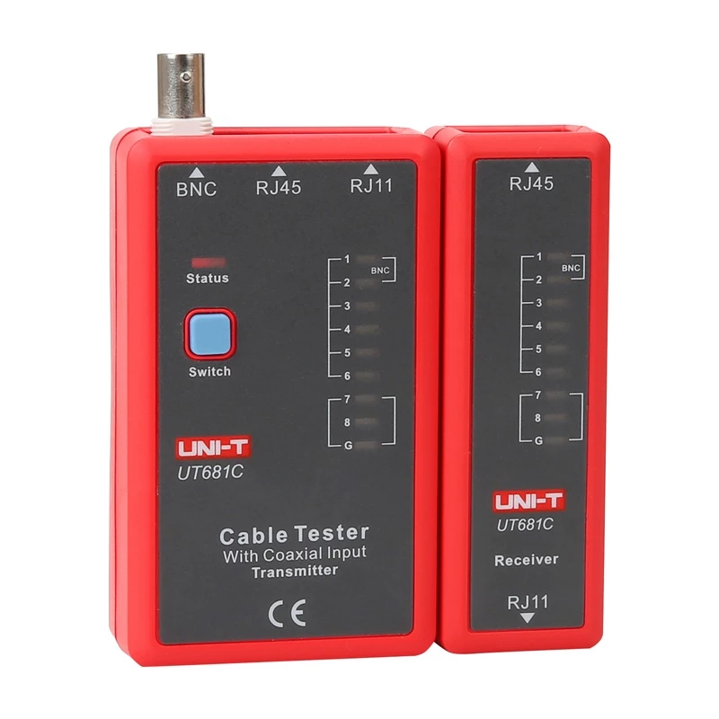Tinklo kabelių testeris UNI-T UT681C su LCD ekranu ir kabelio ilgio matavimu