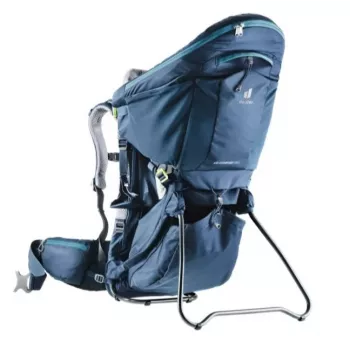 Kuprinė nešiojimui vaikams Deuter Kid Comfort Pro, mėlyna, poliamidas, maks. 22 kg, skėtis nuo saulės, šoninė kišenė