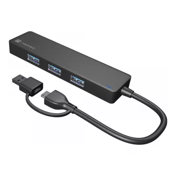 USB šakotuvas NATEC Mayfly USB 3.2 Gen 1 Type-A Type-C 5000 Mbit/s Juodas