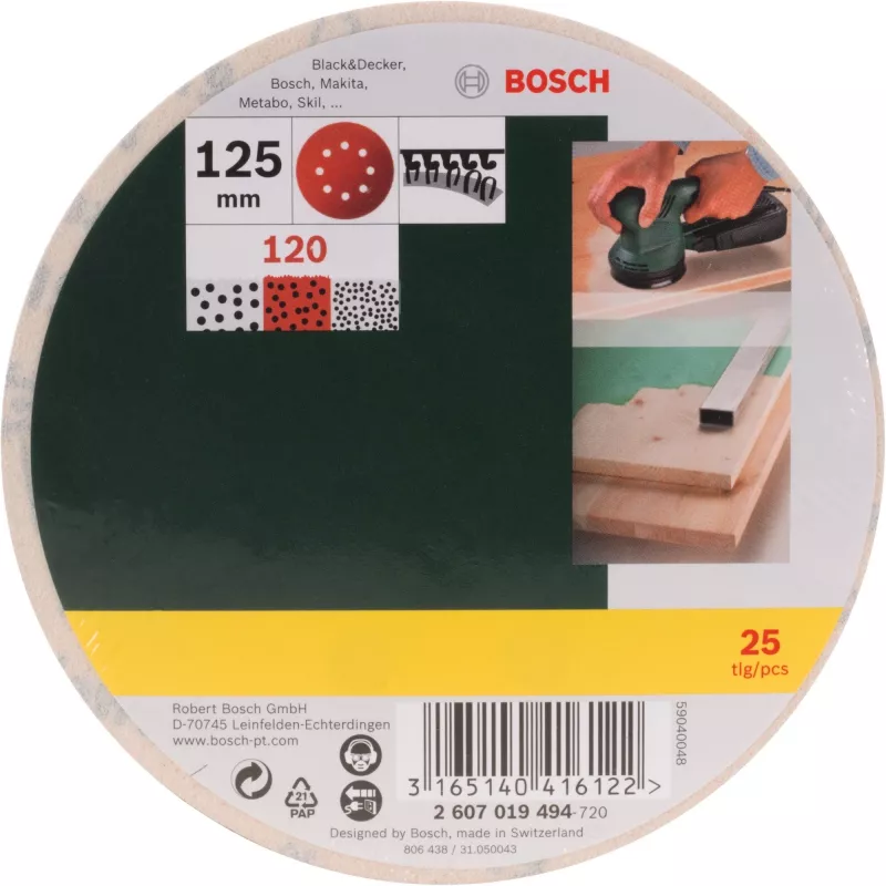 Šlifavimo lakštų rinkinys Bosch 2 607 019 494 – 25 vnt. šlifavimo popieriaus