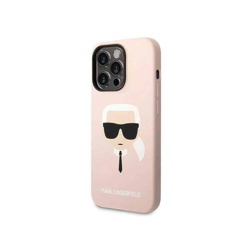 Karl Lagerfeld KLHMP14XSLKHLP iPhone 14 Pro Max 6,7 inch kietas dėklas šviesiai rožinis / šviesiai rožinis silikonas Karl galva Magsafe
