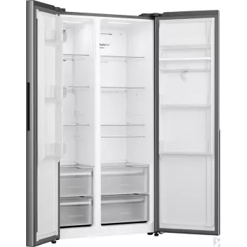 Gorenje HZF55082 NRS917E41XWD G400, Laisvai pastatomas šaldytuvas su šaldikliu, American door, Pilka, 2 durys, Liečiamas valdymas, LED