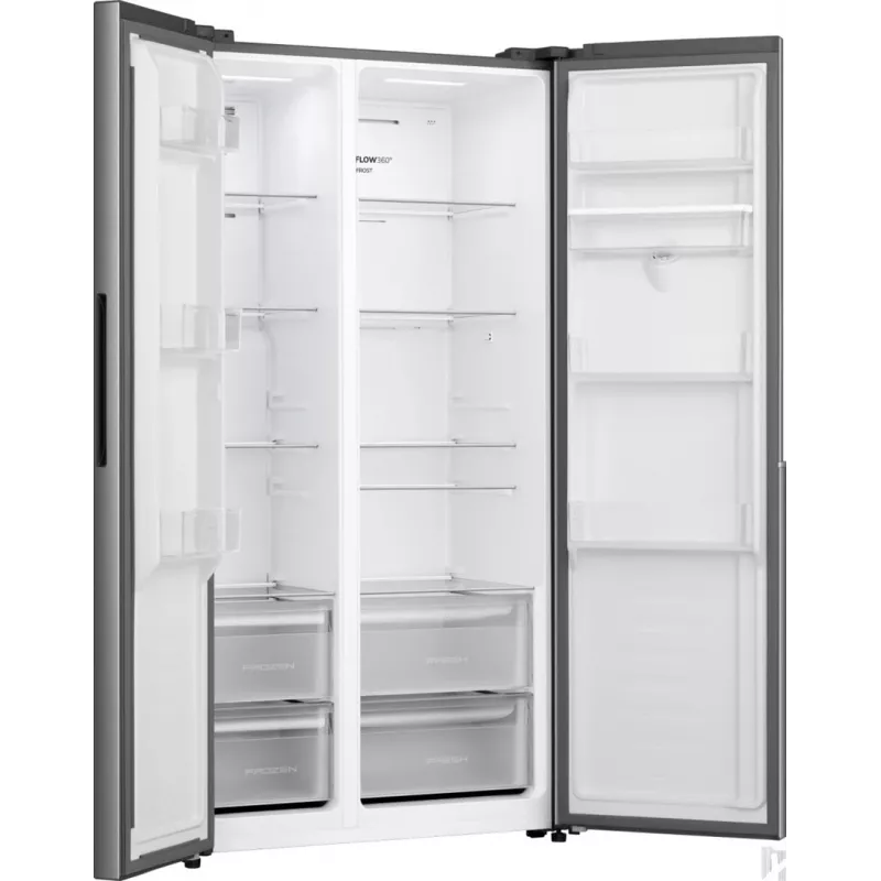 Gorenje HZF55082 NRS917E41XWD G400, Laisvai pastatomas šaldytuvas su šaldikliu, American door, Pilka, 2 durys, Liečiamas valdymas, LED