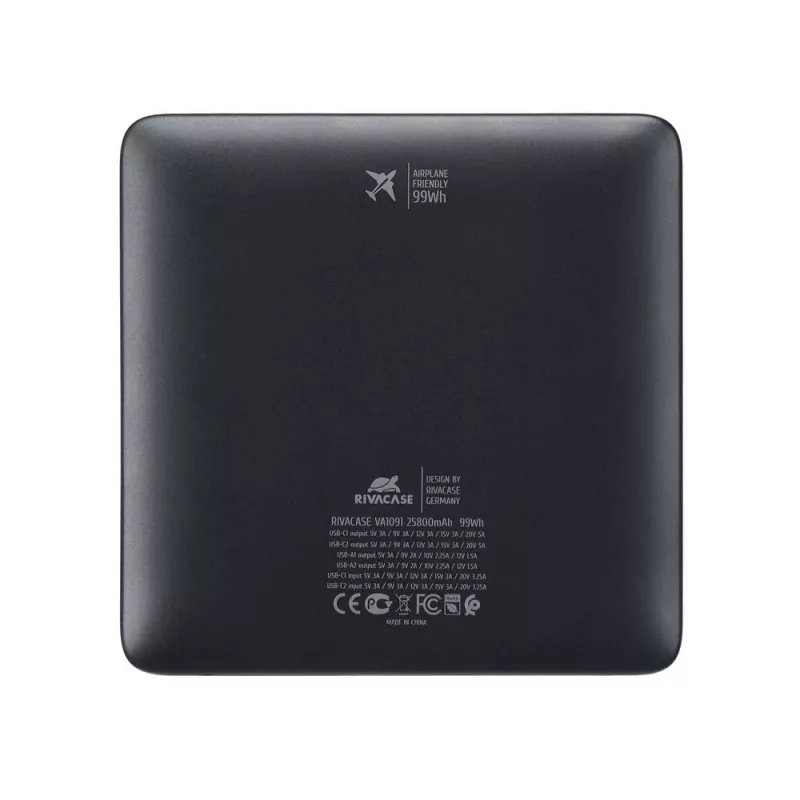 Power bank Rivacase VA1091 – 25800 mAh, bendra išėjimo galia 100 W, USB prievadai
