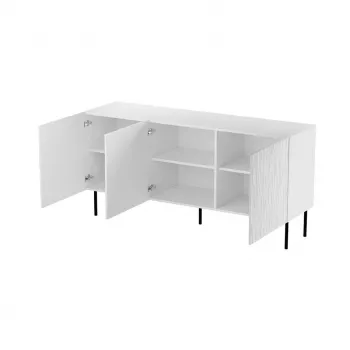 Komoda Cama Meble JUNGLE 152x40.5x74.5 cm balta matinė su juodomis kojelėmis