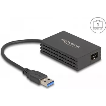 Tinklo adapteris DELOCK 66463 USB į šviesolaidžio sąsają, 1000 Mbit/s, juodas