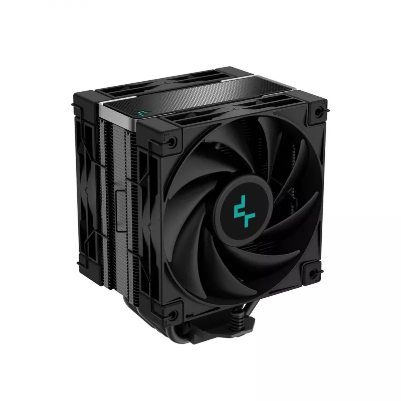 Oro aušintuvas DeepCool AK400 ZERO DARK PLUS — 120 mm FDB ventiliatorius, 4 šilumos vamzdeliai 6 mm, LGA 1700/AM4/AM5, aukštis 155 mm, juodas