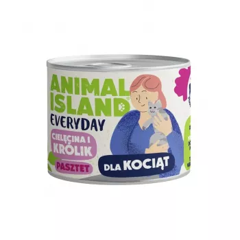 ANIMAL ISLAND Everyday ėriena ir triušis kačiukams – šlapias kačių maistas – 185g