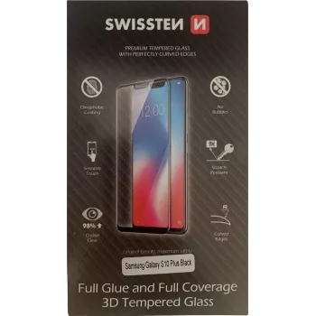 Grūdintas 3D pilno klijavimo stiklas SWISSTEN Samsung Galaxy S10+ juodas