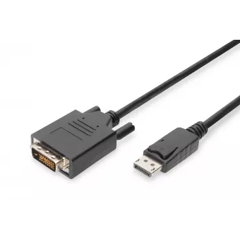 Assmann DisplayPort adapterio laidas. DP - DVI (24+1) M/M. 1,0 m. su užraktu. DP 1.2 suderinamas. UL. CE. juodas (AK-340301-010-S)