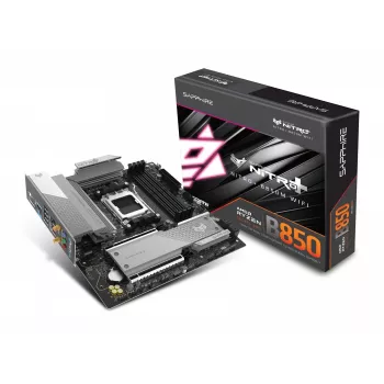 Motininė plokštė Sapphire NITRO+ B850M WIFI — AMD B850, lizdas AM5, micro ATX, DDR5, 4x DIMM, Wi‑Fi 6, 2,5Gb LAN, 2x M.2