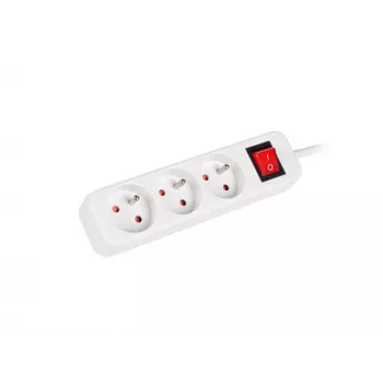 Prailginimo laidas LANBERG PS1-03E-0300-W — 3 m, 3 kištukiniai lizdai (E tipo), baltas, vidaus naudojimui