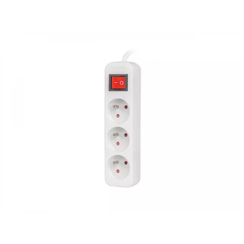Prailginimo laidas LANBERG PS1-03E-0300-W — 3 m, 3 kištukiniai lizdai (E tipo), baltas, vidaus naudojimui