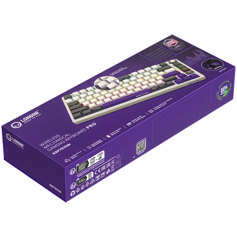 LORGAR KBP7075W, Belaidis 75% mechaninis žaidimų klaviatūra Pro, smėlio spalvos, EN išdėstymas