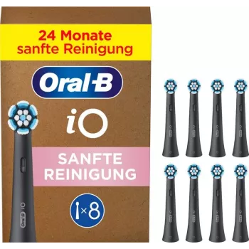 Oral-B iO Gentle Clean šepetėlio galvutės, 8 vnt., juodos – jautrioms dantenoms ir dantenų priežiūrai