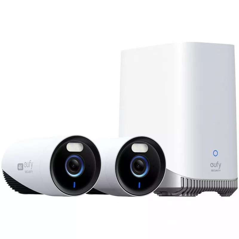 Anker Eufy eufyCam E330 (Professional) - 2 kamerų rinkinys - tinklo stebėjimo kamera - lauko zona - atspari oro sąlygoms - spalvota (dieną/naktį) - 8 MP - 3840 x 2160 - 4K - garsas - Wi-Fi - 2