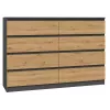 Komoda Top e shop M8 140 ANT/ART — 8 stalčių, Antracitas/Ąžuolas, 1380×400×970 mm, Medienos drožlių plokštė
