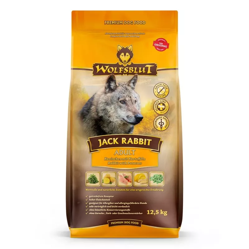 Sausas šunų ėdalas Wolfsblut Jack Rabbit 12,5 kg – be grūdų, triušio skonio