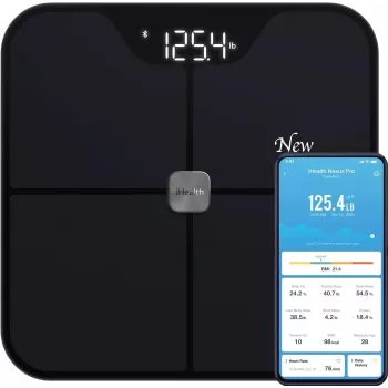 Kūno sudėties svarstyklės iHEALTH Nexus Pro HS2SPRO – belaidės, maks. svoris 181 kg, KMI matavimas, juodos spalvos