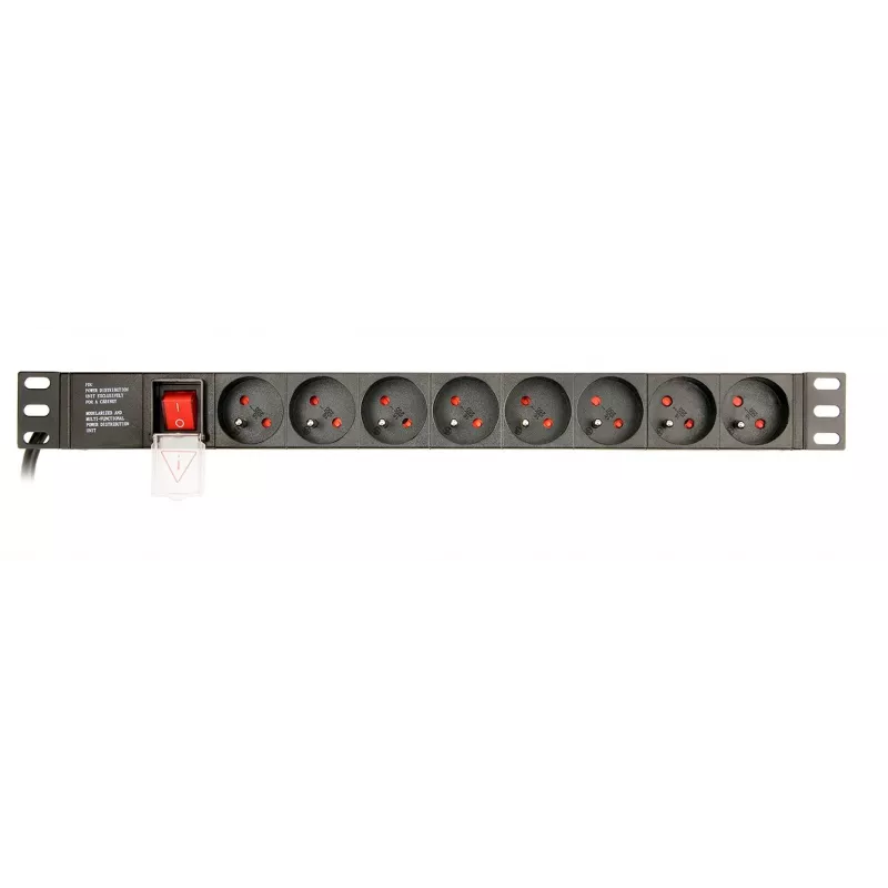 EnerGenie EG-PDU-014-F stovo maitinimo skirstytuvas (8 FR lizdai, 1U, 16A, Schuko kištukas, 3m, juoda spalva)