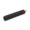 Lanberg PS1-05E-0300-BK 5 lizdų ilgintuvas (3 m), juodas, su jungikliu