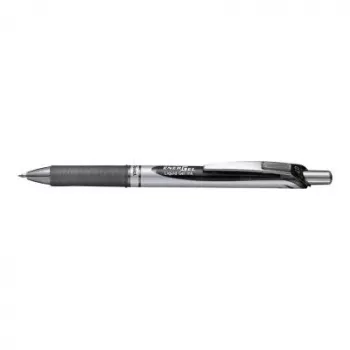 PENTEL EnerGel XM Klick Black – užsegamas rašiklis su metalo efektu, 0,7 mm, juodas, 12 vnt.