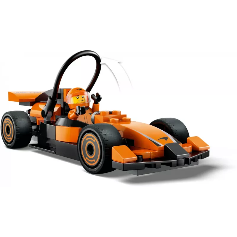LEGO City F1 lenktynininkas McLaren lenktyninis automobilis 60442 — konstravimo rinkinys, 86 dalys, 1 minifigūrėlė, nuo 6 metų