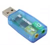 USB išorinė garso plokštė Gembird Virtus2 — USB sąsaja, 3.5 mm ausinės, mėlynas permatomas