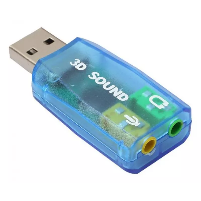 USB išorinė garso plokštė Gembird Virtus2 — USB sąsaja, 3.5 mm ausinės, mėlynas permatomas