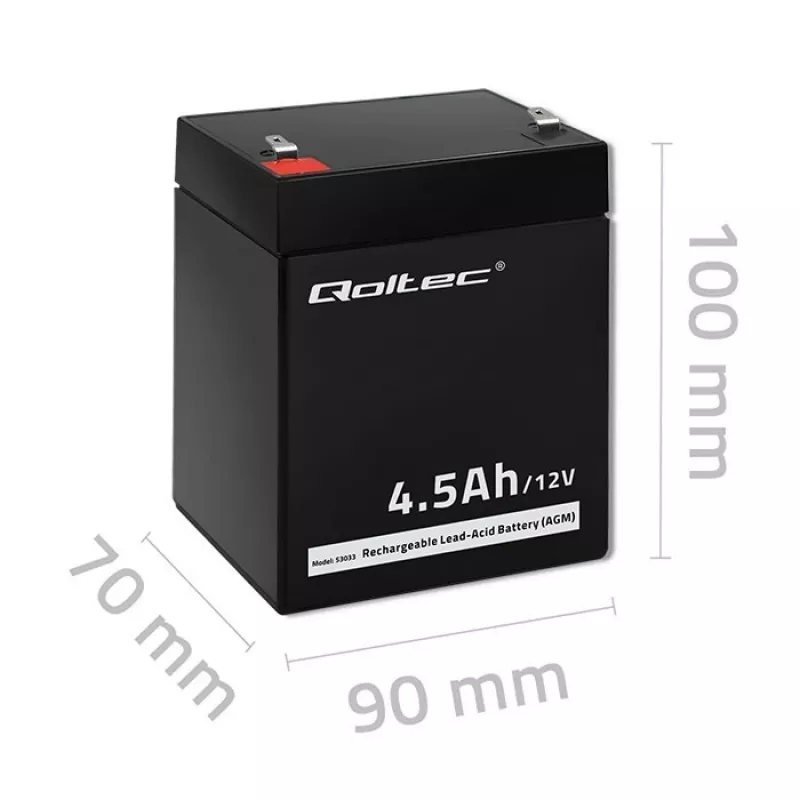 Qoltec AGM akumuliatorius (12 V, 4,5 Ah)