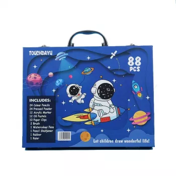 Piešimo ir tapybos rinkinys Extralink Blue Astronaut – 88 dalys (dažai, teptukai, aksesuarai)