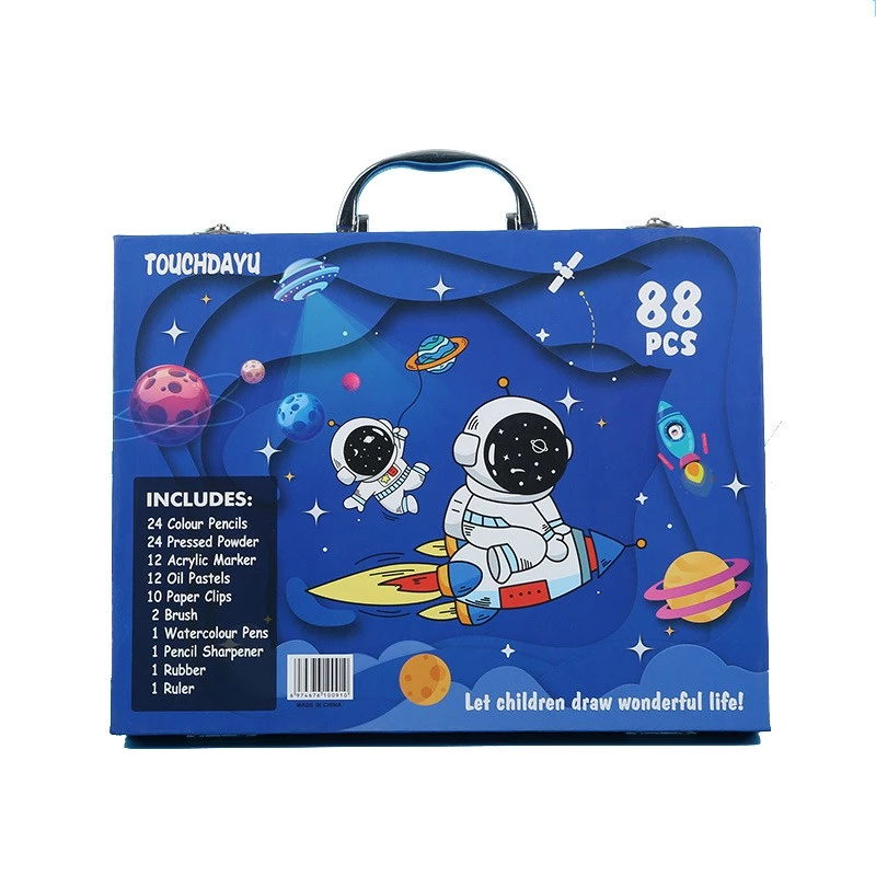 Piešimo ir tapybos rinkinys Extralink Blue Astronaut – 88 dalys (dažai, teptukai, aksesuarai)