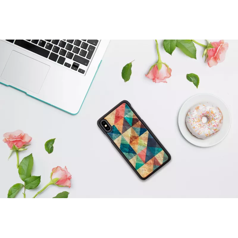 Telefono dėklas iKins iPhone XS Max — mozaikinis raštas, juodas