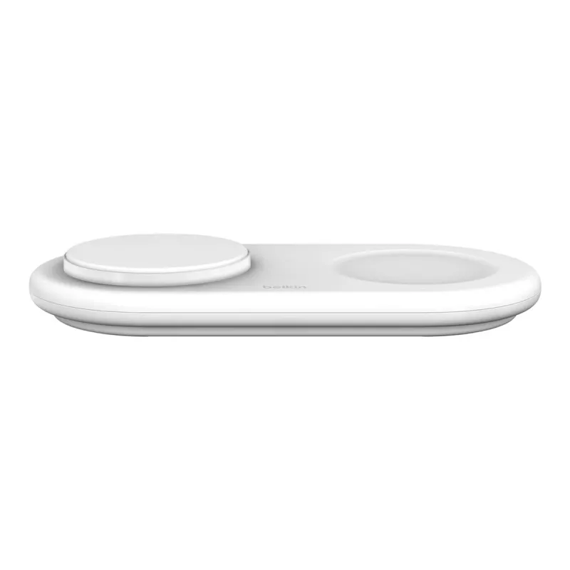 Belkin WIZ021VFWH - 2-in-1 belaidžio įkrovimo padėklas su Qi2 technologija 15 W, baltas
