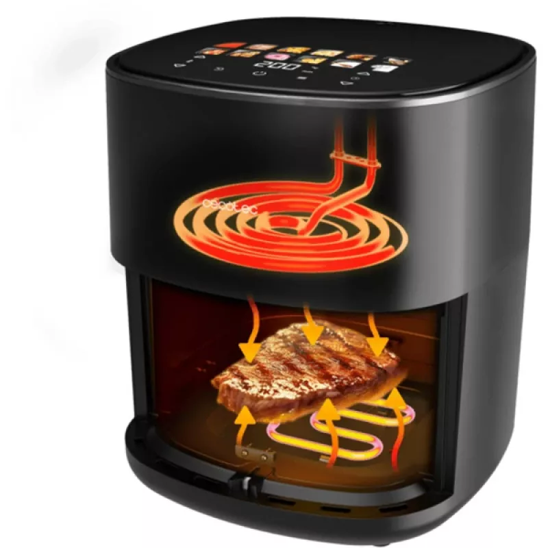 Karšto oro gruzdintuvė Cecotec Cecofry&Grill Duoheat 6500, 6,5 L, 2200 W, jutiklinis LCD, juoda