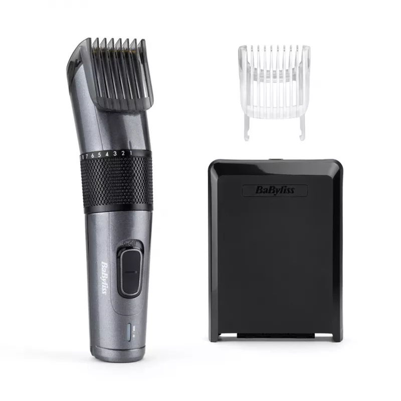 Plaukų kirpimo mašinėlė BABYLISS E976E – belaidė, 26 ilgio nustatymai, 0,5–25 mm, 40 mm ašmenys, titano/nerūdijančio plieno ašmenys, 60 min. veikimo laikas