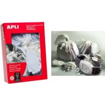 agipa prekių etiketė 50 x 70 mm balto Bristol popieriaus 200 g su baltu poliesterio siūlu – 1 vnt
