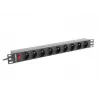 Maitinimo paskirstymo blokas LANBERG PDU-09E-0300-BK — 9x E tipo lizdai, 16 A, 220–250 V, 3 m laidas, 1U, 19 colių