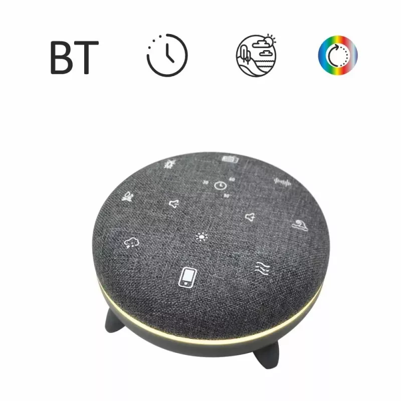 Nešiojamas garsiakalbis MANTA SPK03-GR Szumi-GO – žalias, Bluetooth, kūdikio miego garsai, laikmatis, RGB foninis apšvietimas, 12,5×7,5×12,5 cm