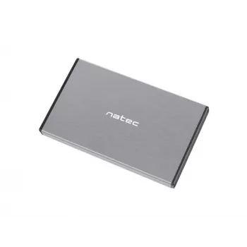 Išorinis HDD/SSD korpusas NATEC Rhino GO — 2,5 colio SATA, 9,5 mm, USB 3.0, aliuminis, pilkas, iki 4 TB