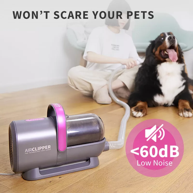 PETKIT DT5-EU kombinuotas siurblys ir plaukų kirpimo mašinėlė katėms ir šunims, juoda/violetinė