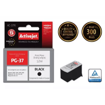 Kasetė ActiveJet AC-37R suderinama Canon PG-37 pakaitalas, juoda, 12 ml, XL išeiga, pigmentinis rašalas