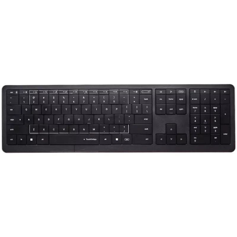 Belaidė klaviatūra CLEVETURA CLVX 1 Touch-On-Keys AI, ANSI US Windows išdėstymas, žirkliniai jungikliai, aliumininis korpusas, interaktyvus RGB