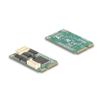 Vidinė RS-232 sąsajos plokštė DELOCK 95278 – Mini PCI Express, 4× RS-232 išėjimai, FIFO 256 B, 30×51×10 mm